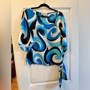 Michael Kors Blue and Black Swirl Top